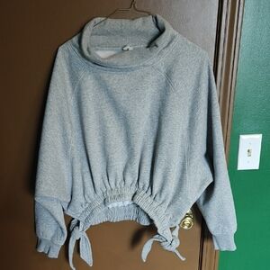 Daily Practice Women's Gray Cinch-Hem Funnel Neck Sweater - S